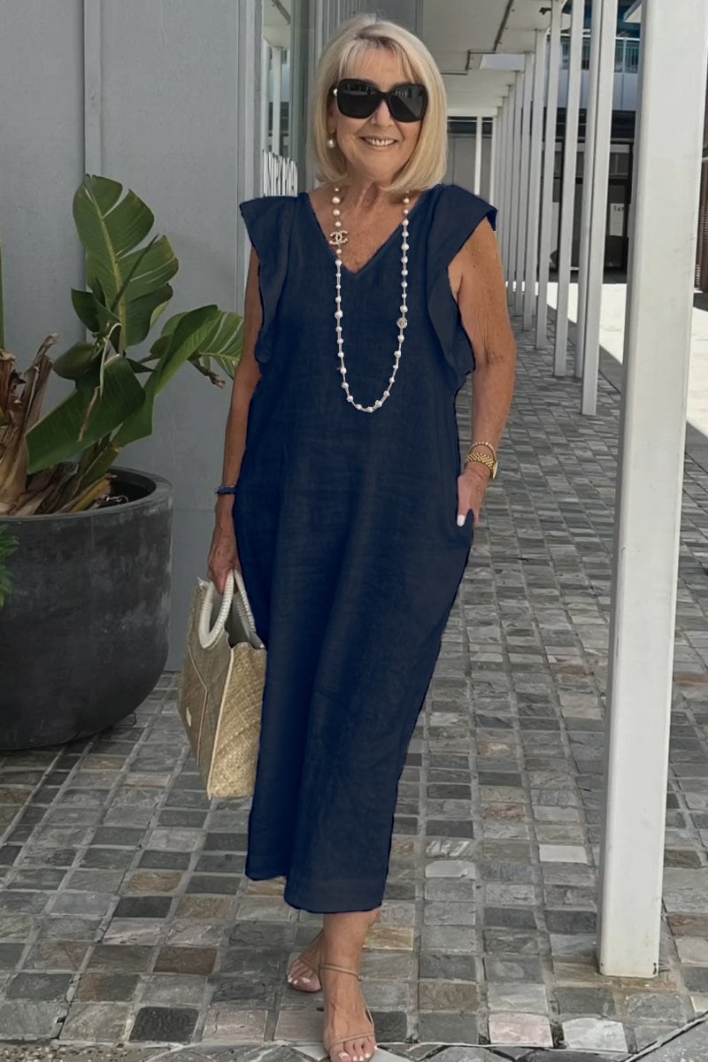 Lena | Elegant Sleeveless Cotton Linen Dress