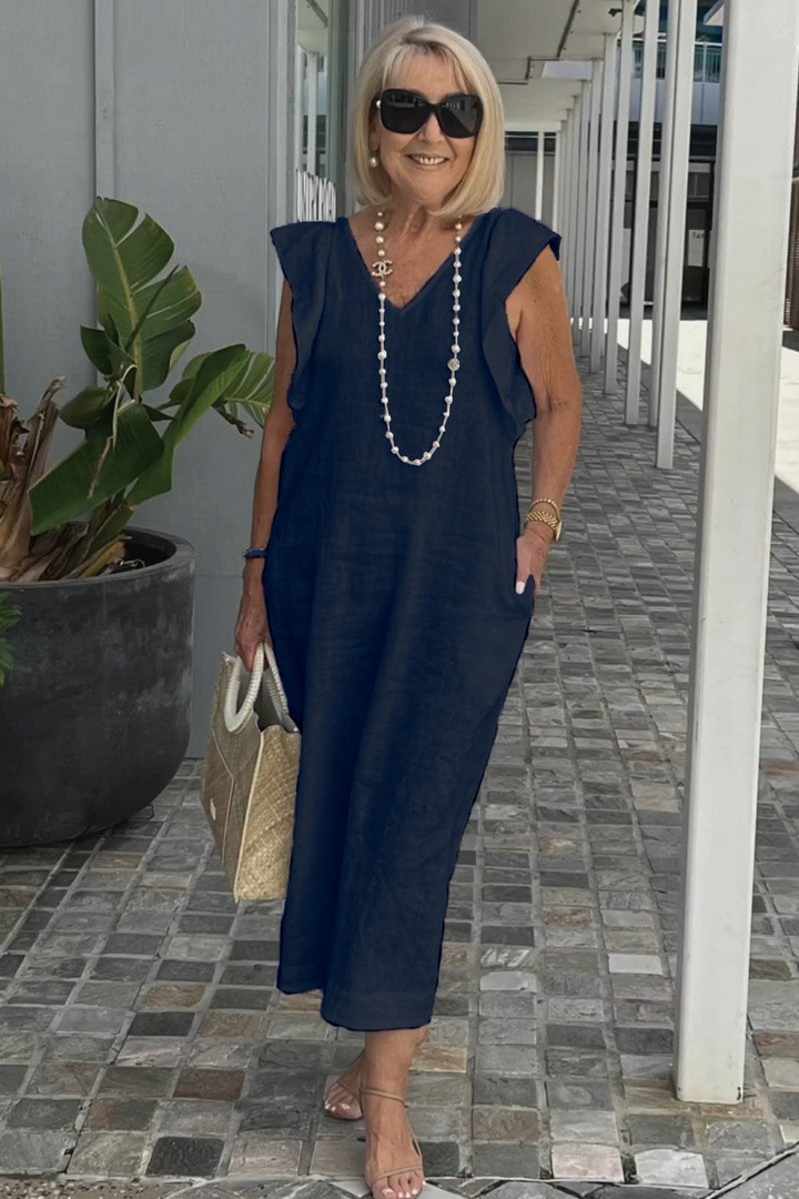 Lena | Elegant Sleeveless Cotton Linen Dress