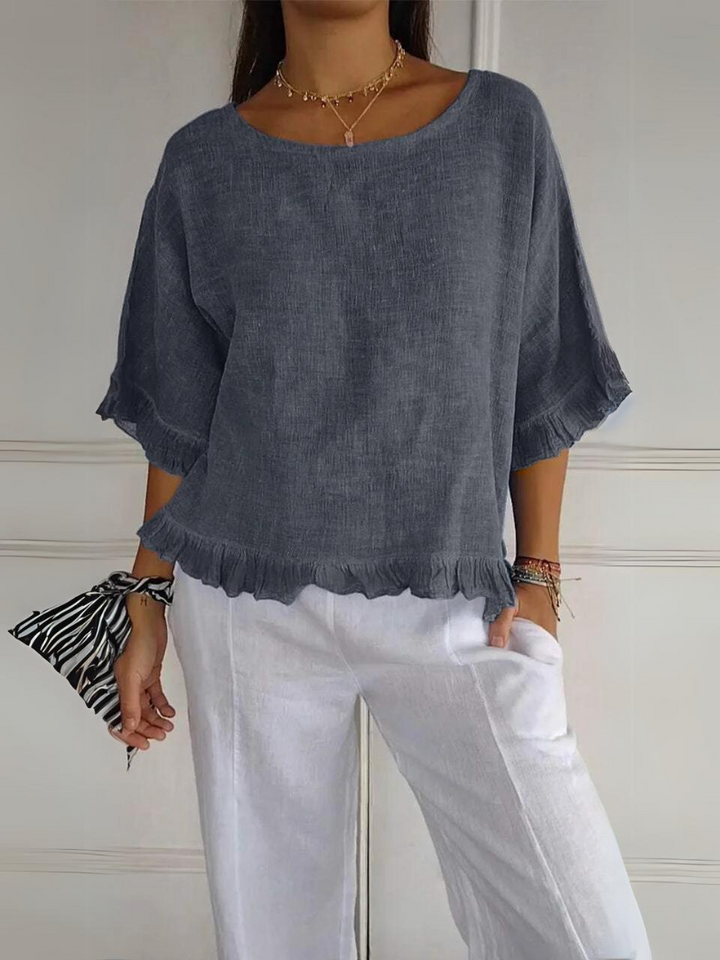 Lena | Cotton Blouse with Ruffles