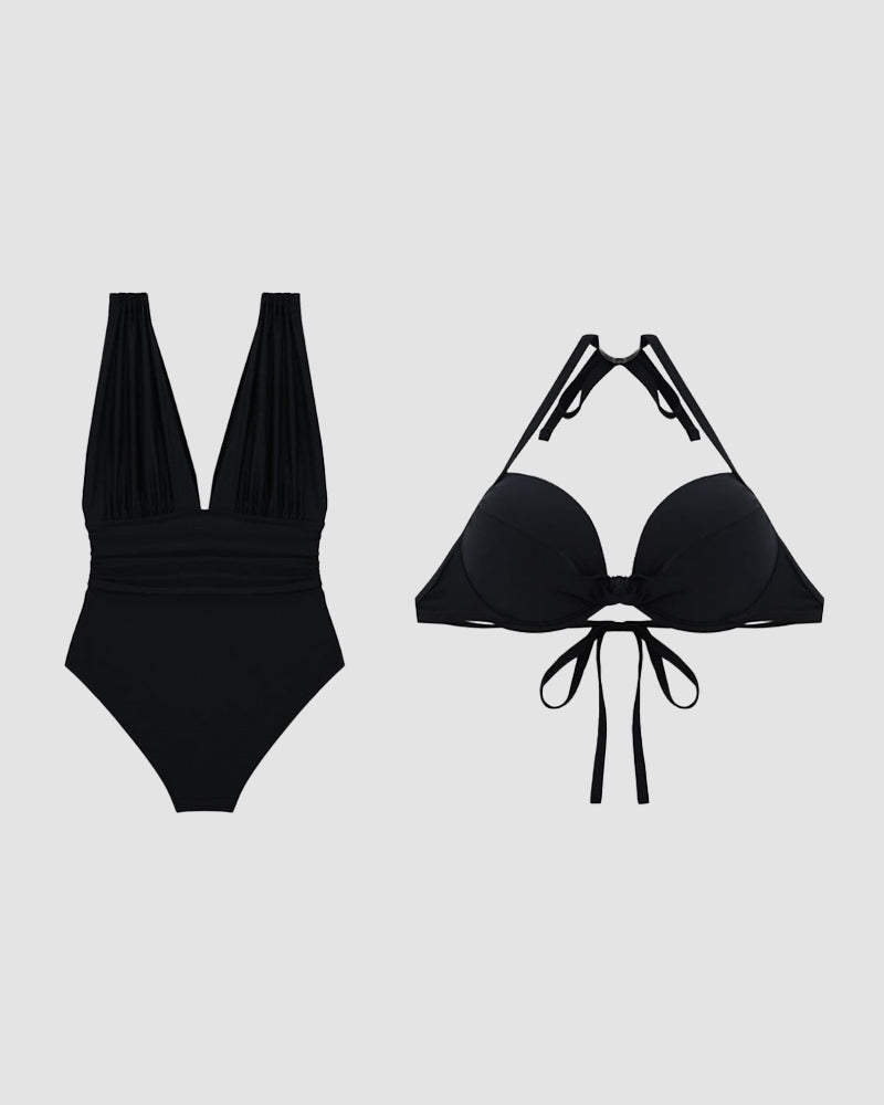 LIA | One-piece shaping swimsuit with a plunging neckline
