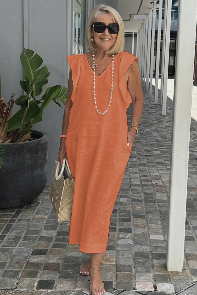 Lena | Elegant Sleeveless Cotton Linen Dress
