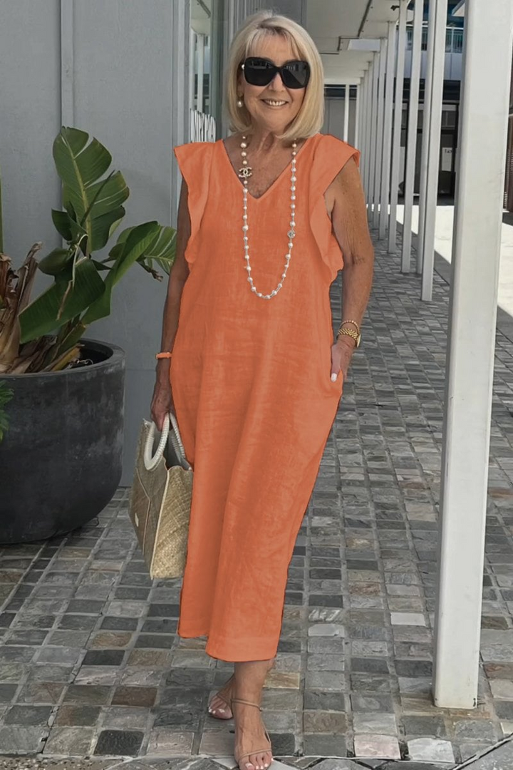 Lena | Elegant Sleeveless Cotton Linen Dress