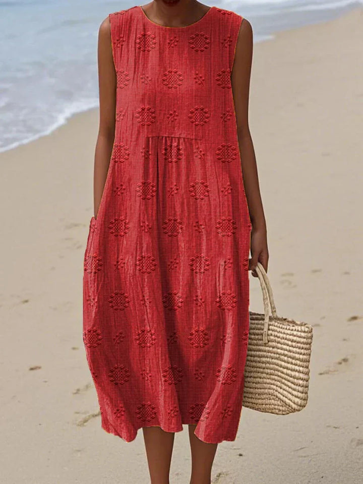 Aikaterini – Elegant sleeveless cotton dress with pockets