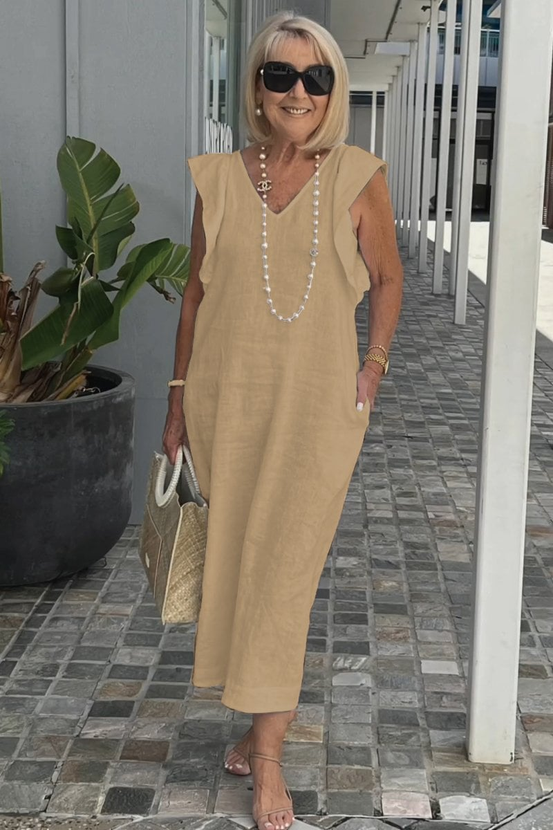 Lena | Elegant Sleeveless Cotton Linen Dress
