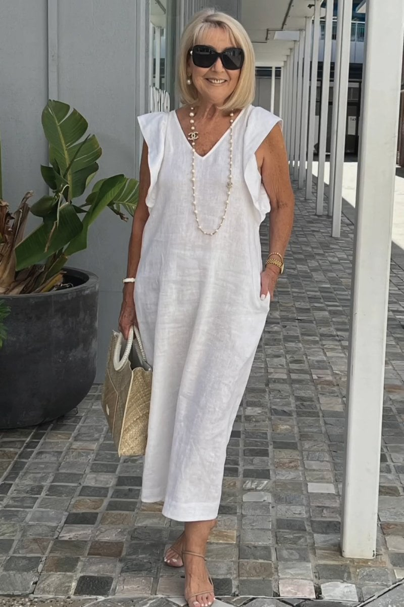 Lena | Elegant Sleeveless Cotton Linen Dress
