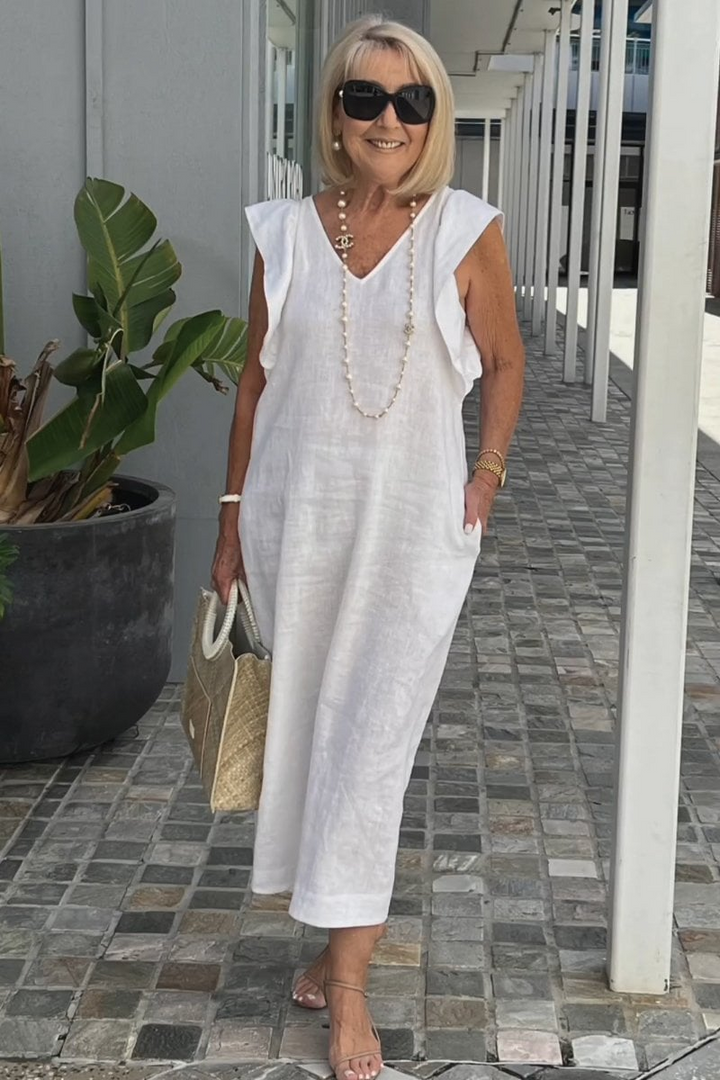Lena | Elegant Sleeveless Cotton Linen Dress