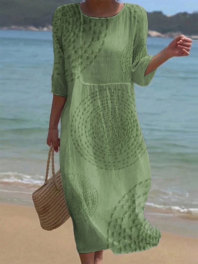 Sena | Cotton Dress with Flower Print and Half-Length Sleeves