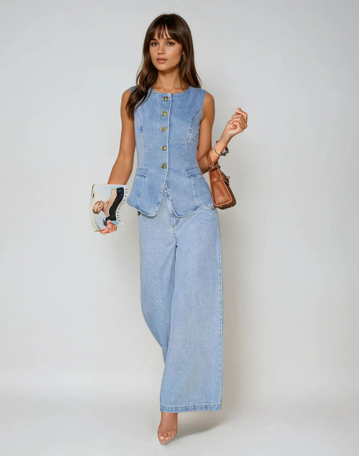 CORINNE  | Complete denim set with refined details