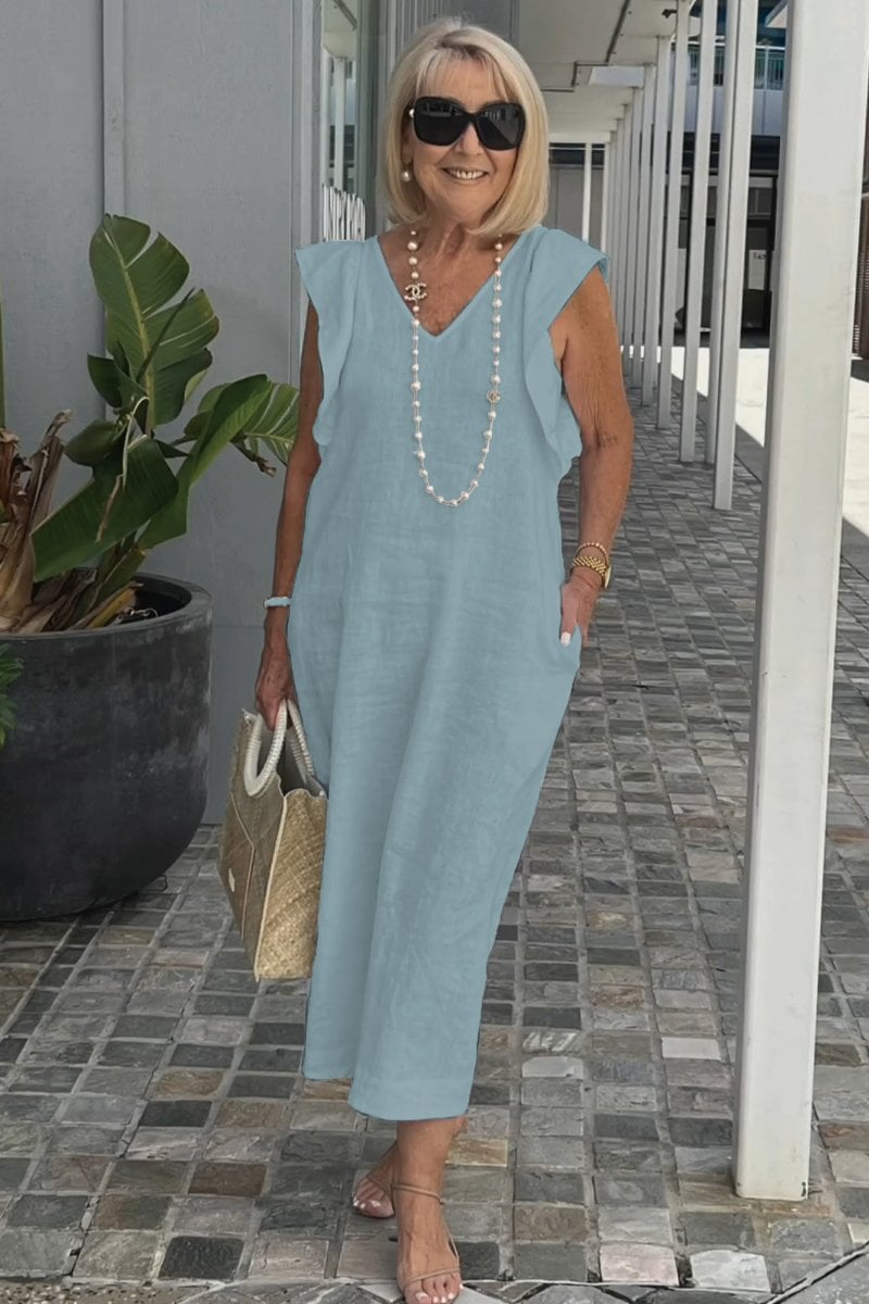 Lena | Elegant Sleeveless Cotton Linen Dress