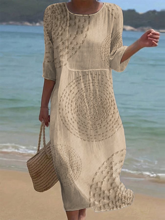 Sena | Cotton Dress with Flower Print and Half-Length Sleeves