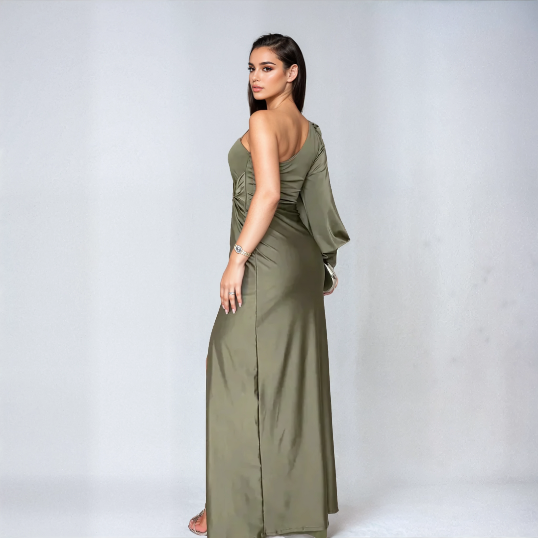 LEILA  | Long Dress with Flutter Sleeve